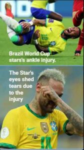 Brazil World Cup stars's ankle injury The Stars eyes shed tears due to the injury 