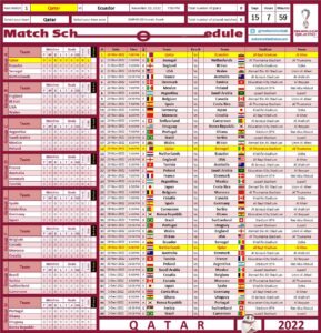 FIFA World Cup Qatar 2022 Group Stage Schedule